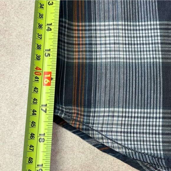 Vans Off The Wall Long Sleeve Pearl Snap Grey Rust Blue Plaid Western Shirt - Picture 10 of 11